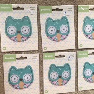 Simplicity Teal Owl Fabric Appliques with Multicolor Pattern
